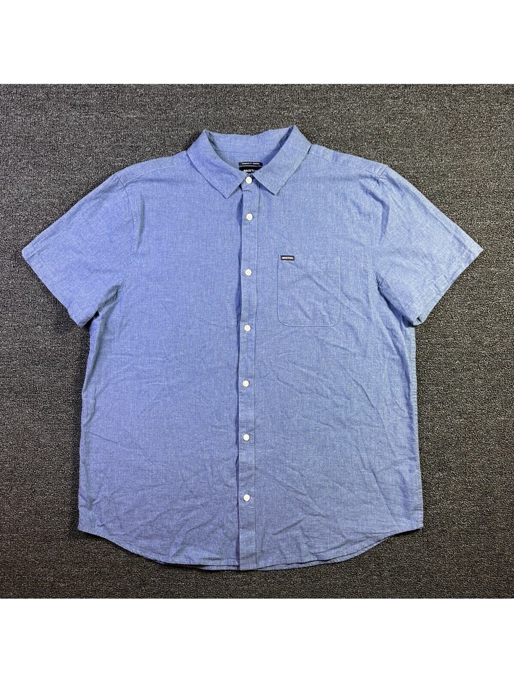 Brixton Charter Mens XL Blue Chambray Short Sleeve Button Up